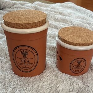 Rustic Terracotta Storage Jars with Cork Lids